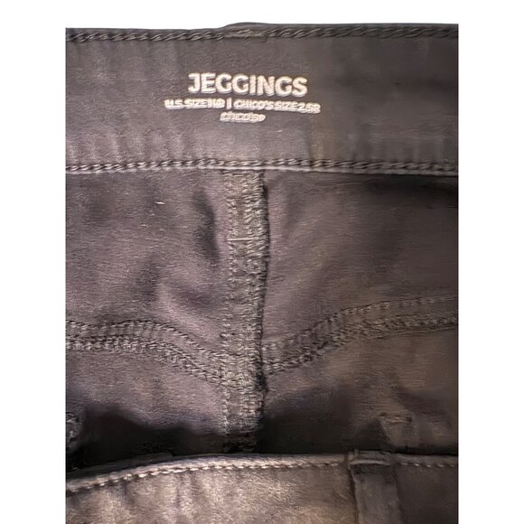 Chicos Women's Shiny Black Stretch Jegging Pants W Front & Back Pockets Size 14 - Picture 12 of 13